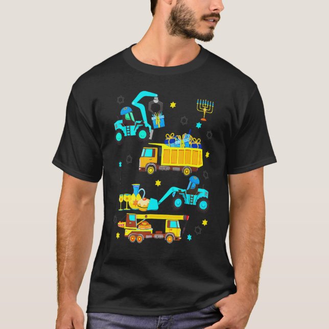 Camiseta Construction Vehicle Menorah Hanukkah Chanukah Tod (Anverso)