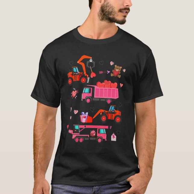 Camiseta Construction Vehicle Valentines Day Crane Truck Fo (Anverso)