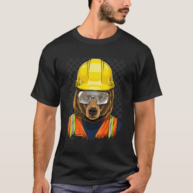 Camiseta Construction Worker Brown Grizzly Bear Laborer Bea (Anverso)