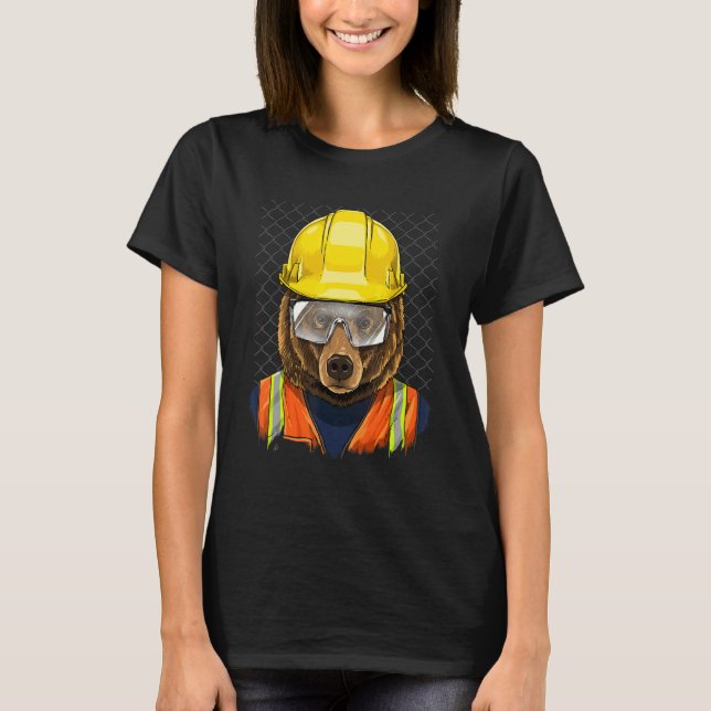 Camiseta Construction Worker Brown Grizzly Bear Laborer Bea (Anverso)