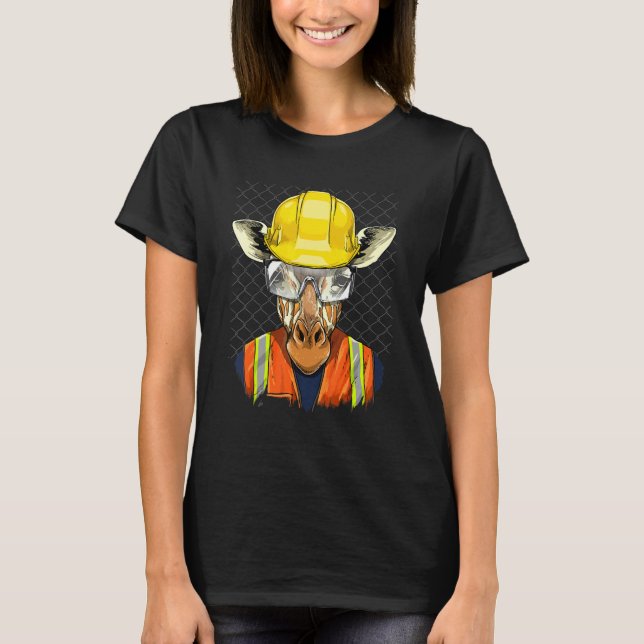 Camiseta Construction Worker Giraffe Laborer African Animal (Anverso)