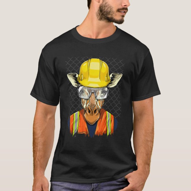 Camiseta Construction Worker Giraffe Laborer African Animal (Anverso)