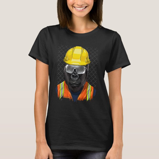 Camiseta Construction Worker Gorilla Laborer Ape Animal Gor (Anverso)