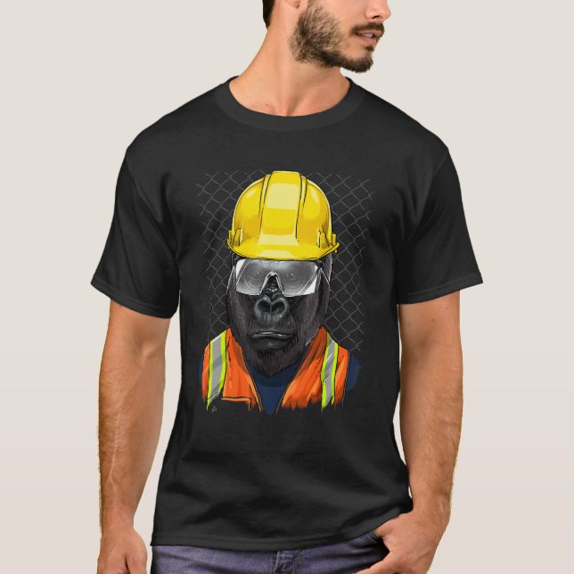 Camiseta Construction Worker Gorilla Laborer Ape Animal Gor (Anverso)