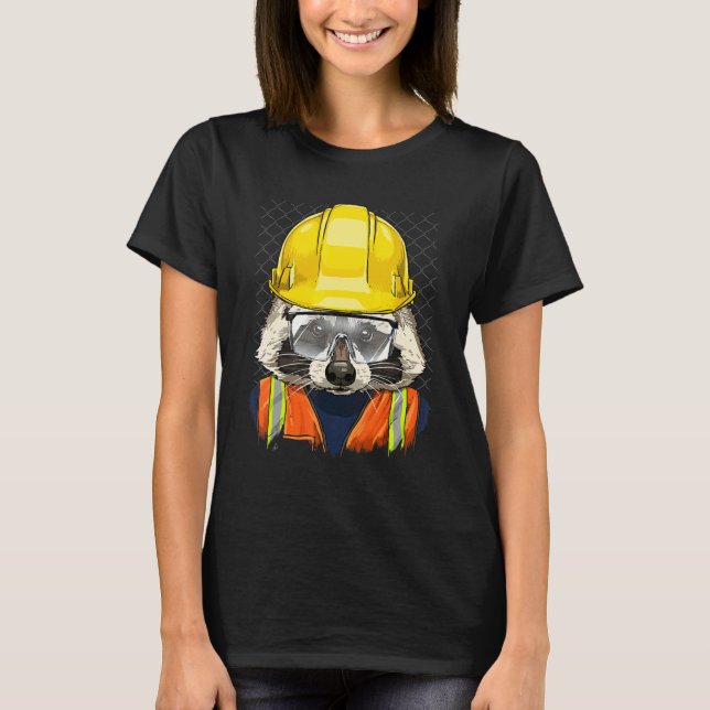 Camiseta Construction Worker Raccoon Laborer Animal Raccoon (Anverso)