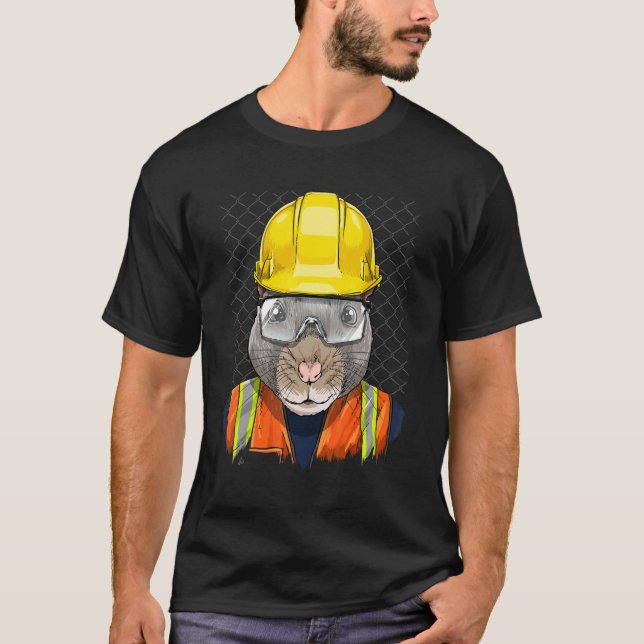 Camiseta Construction Worker Rat Laborer Garbage Animal Rat (Anverso)