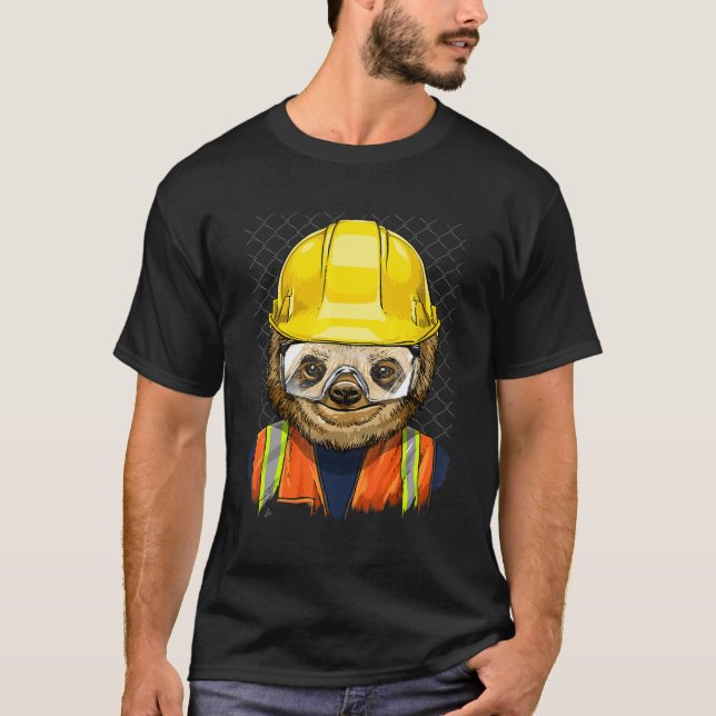 Camiseta Construction Worker Sloth Laborer Lazy Animal Slot (Anverso)