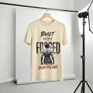Camiseta Construido en Silencio Forjado por Disciplina Moti