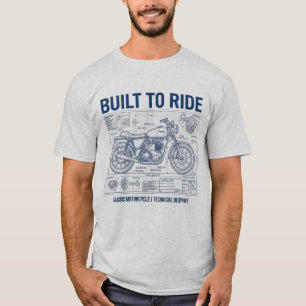 Camiseta Construido Para Montar Plano Técnico de Motociclet