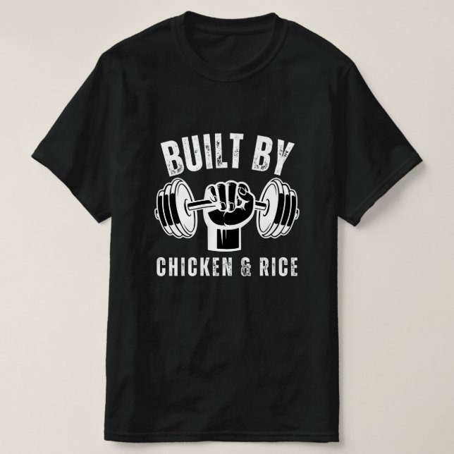 Camiseta Construido Por Pollos Y Arroz (Diseño del anverso)