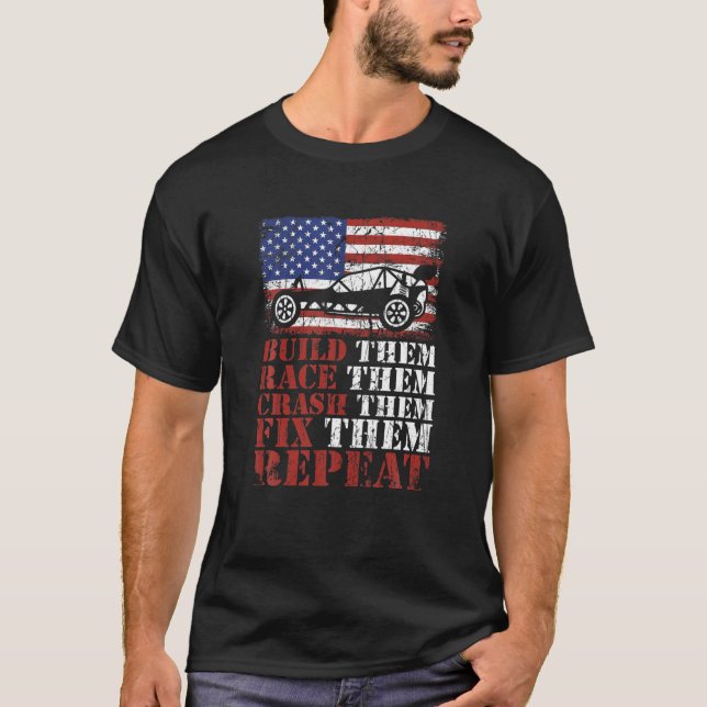 Camiseta Construir, Race, Crash, Fix, Repetir Equipo Racer  (Anverso)