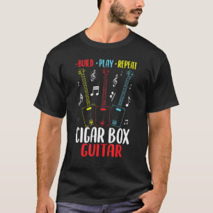 Camiseta Construir Tocar Repetir Guitarra de Caja de Cigarr