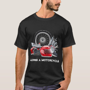 Camiseta Construir una motocicleta con dibujos de piezas