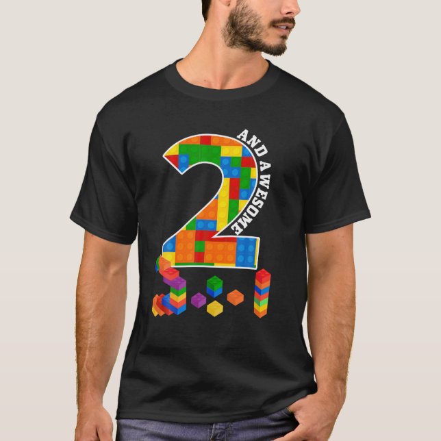 Camiseta Construyendo bloques ladrillos de dos años de edad (Anverso)