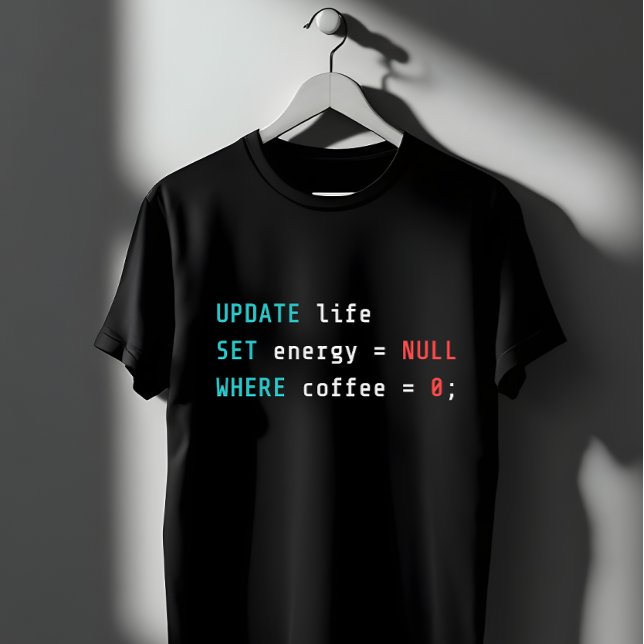Camiseta Consulta SQL de café divertida para programadores (Subido por el creador)