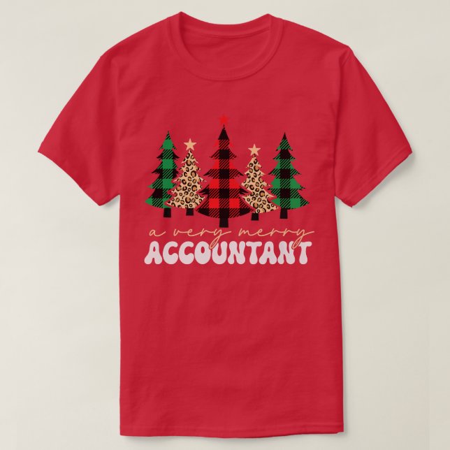 Camiseta Contable Merry Christmas Tree Buffalo Plaid Leop (Diseño del anverso)