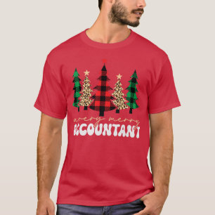 Camiseta Contable Merry Christmas Tree Buffalo Plaid Leop