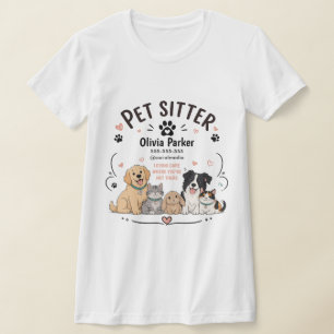 Camiseta Contacto de Cuidador de Mascotas Personalizado con