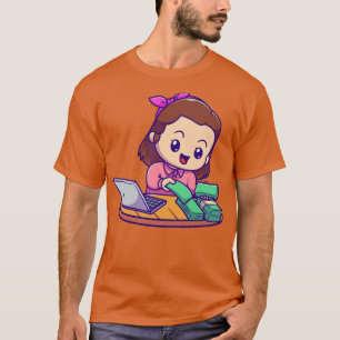 Camiseta Contadora Cuidada Con Portátil Y Dinero