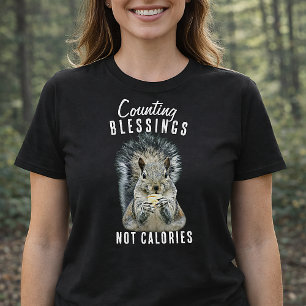 Camiseta Contando Bendiciones No Calorías Ardilla Cristiana