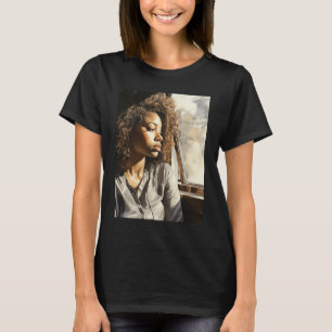 Camiseta Contemplación iluminada por el sol - Una mujer neg