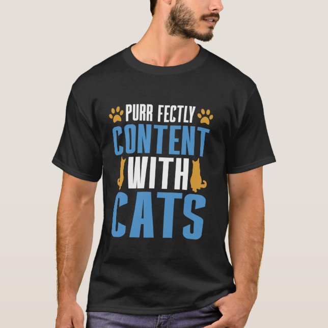 Camiseta Contento perfectamente con el papá de los gatos (Anverso)