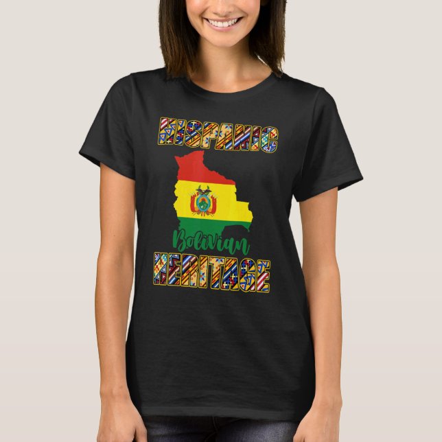 Camiseta Conteo de bandera de mapa hispano boliviano (Anverso)