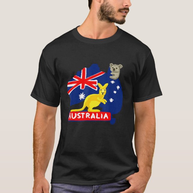 Camiseta Continente de mapas de bandera de Australia Kangar (Anverso)