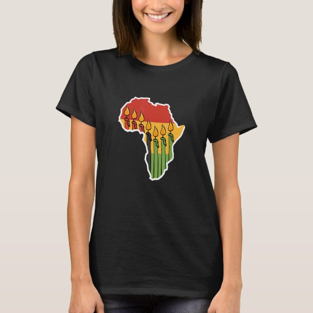 Camiseta Continente Mishumaa vela Kwanzaa (Anverso)