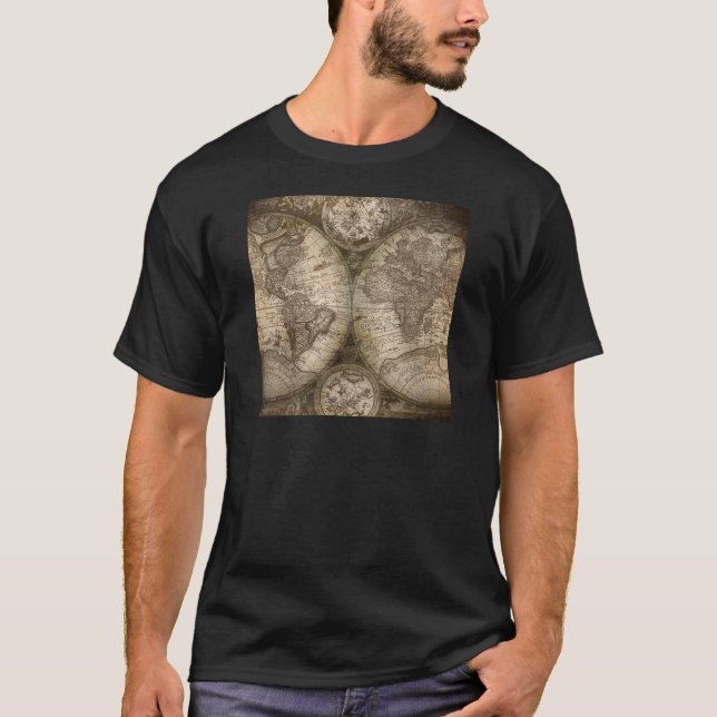 Camiseta Continentes del mapa del viejo mundo histórico ant (Anverso)