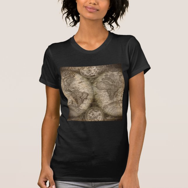 Camiseta Continentes del mapa del viejo mundo histórico ant (Anverso)