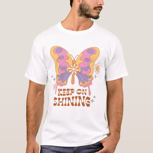 Camiseta Continúe Brillando Mariposa (Anverso)