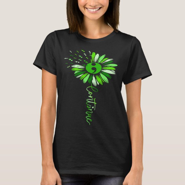 Camiseta Continue Green Semicolon Sunflower Mental Health A (Anverso)