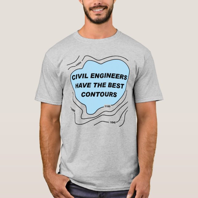 Camiseta Contorno azul de ingeniero civil (Anverso)
