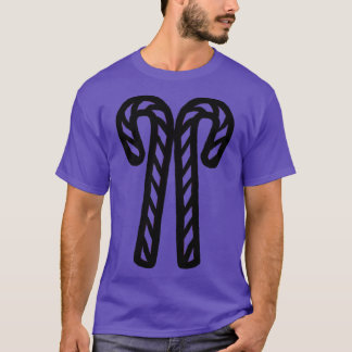 Camiseta Contorno de dos bastones de Navidad