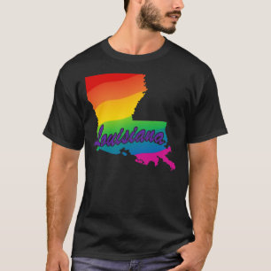 Camiseta Contorno de estado arcoiris Louisiana