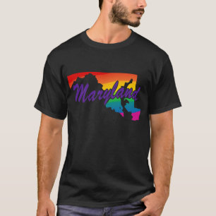 Camiseta Contorno de estado arcoiris Maryland