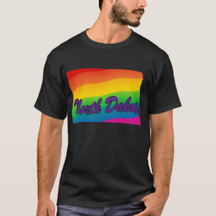 Camiseta Contorno de estado del arco iris Dakota del Norte