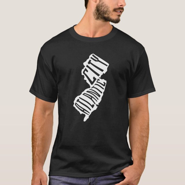 Camiseta Contorno de mapa de Ciudad del Atlántico, Nueva Je (Anverso)
