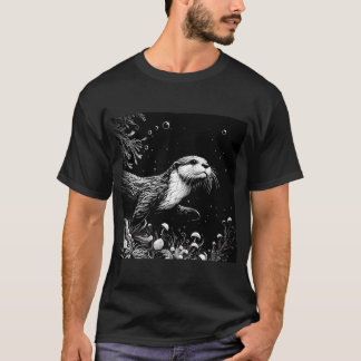 Camiseta Contorno monocromático Otter Natación Subacuática