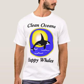 Camiseta Contraste feliz T de las ballenas del océano