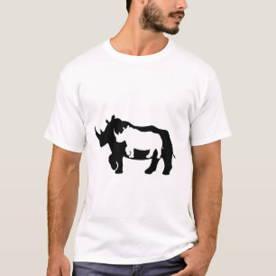 Camiseta Contraste Silueta de Rinoceronte en Armonía Audaz