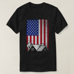 Camiseta Contratista de techo con bandera estadounidense