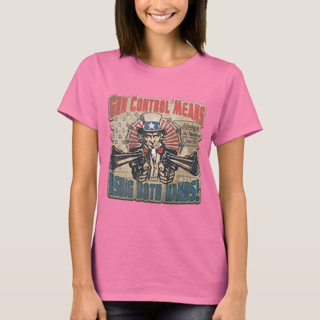 Camiseta Control de armas significa retro de dos manos (Anverso)