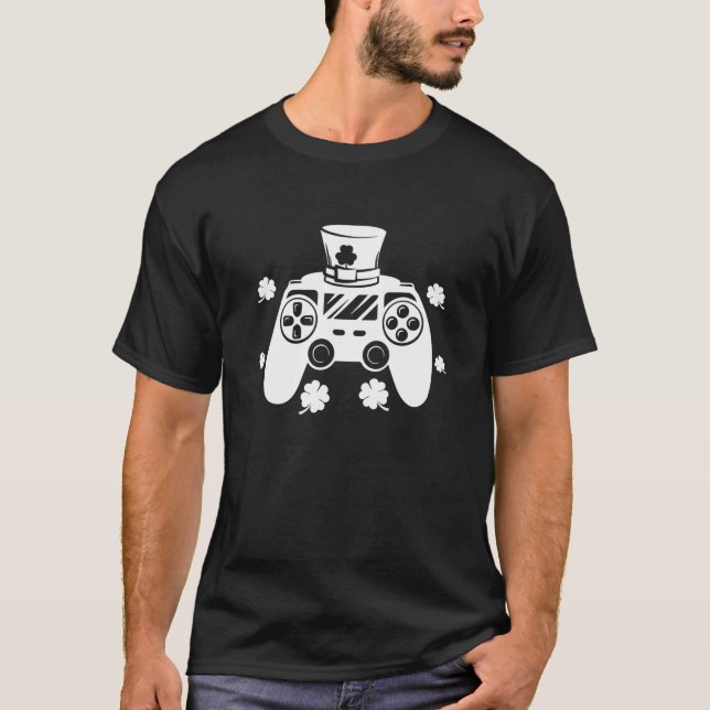 Camiseta Control de juegos Shamrock Funny Videojuegos St Pa (Anverso)