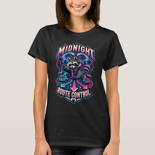 Camiseta Control de Ruta Nocturna de Mapaches (Anverso)