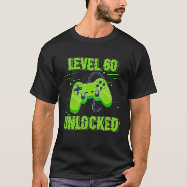 Camiseta Control de videojuegos desbloqueados de nivel 60 d (Anverso)