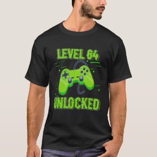 Camiseta Control de videojuegos desbloqueados de nivel 64 d