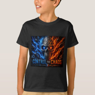 Camiseta Control the Chaos Skull – Cara Dividida de Fuego y