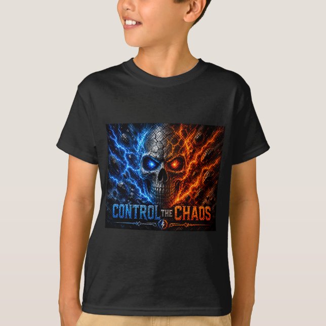 Camiseta Control the Chaos Skull – Fire & Ice Split Face |  (Anverso)